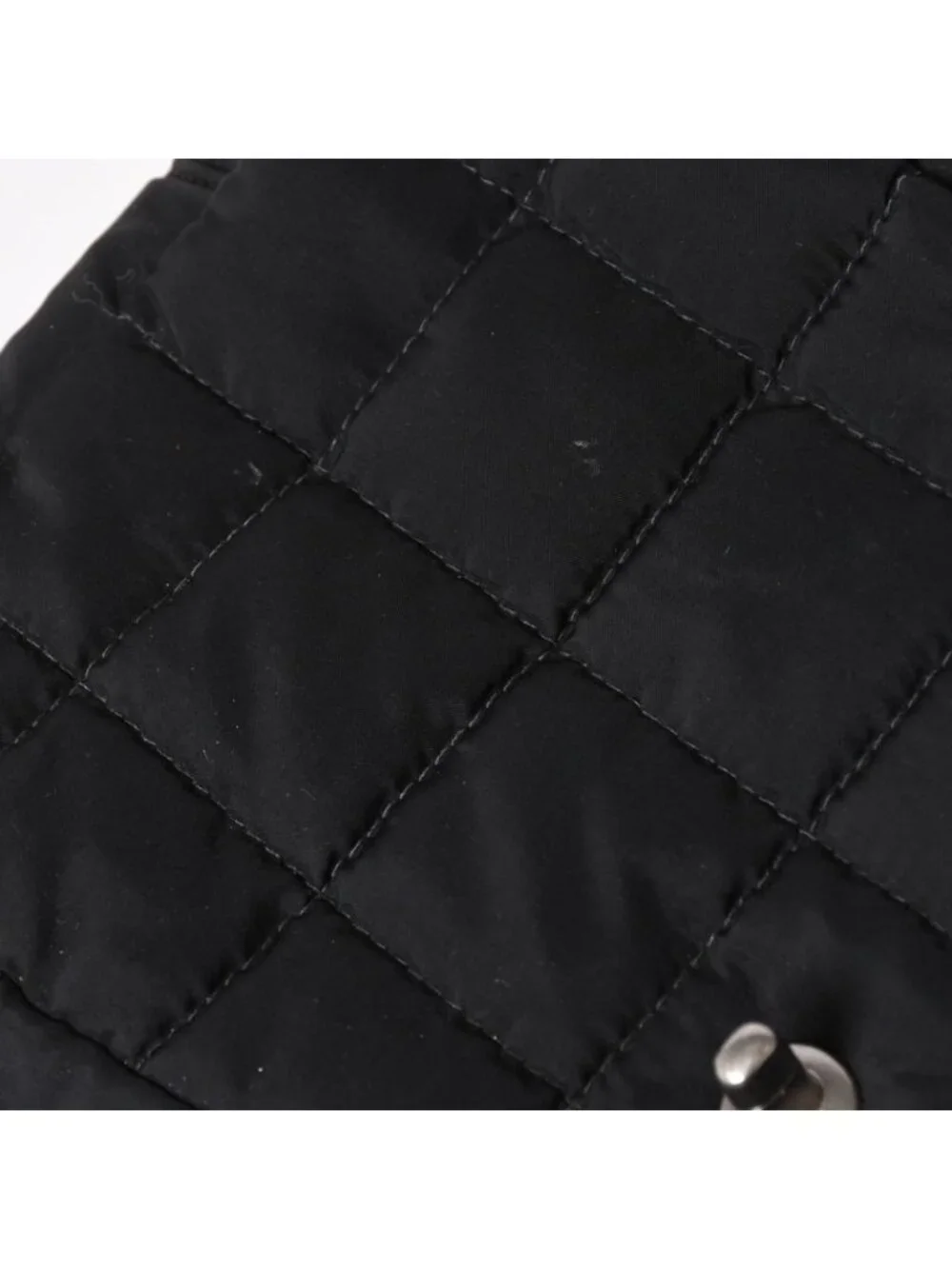 Chanel Quilted Choco Bar Shoulder Bag CC Logo Nylon Black Silver